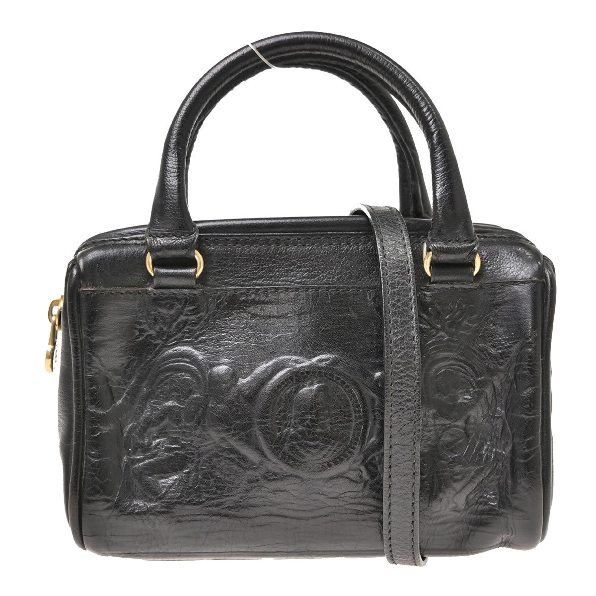 Fendi Convertible Boston Patent Black Leather Handbag (Pre-Owned)