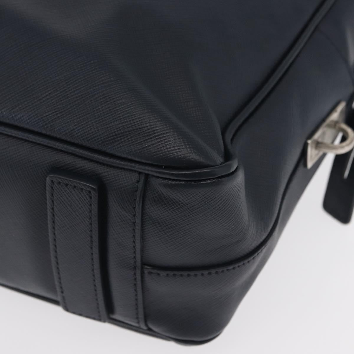 Prada Convertible Zip Around Saffiano Leather Navy Leather Briefcase Bag (Pre-Owned)