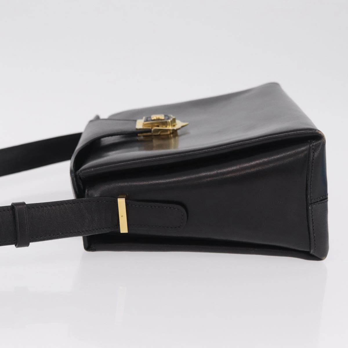 Celine Shoulder Leather Black Leather Shoulder Bag Bag (Pre-Owned)