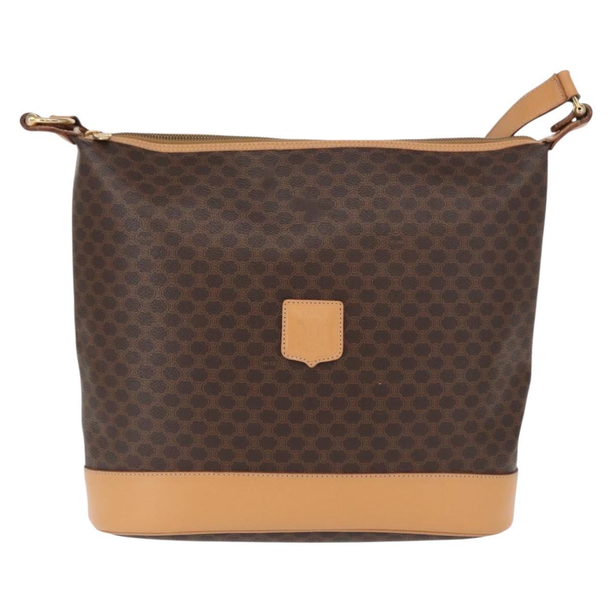 Celine Vintage Macadam Canvas And Leather Brown Canvas Shoulder Bag Bag (Pre-Owned)