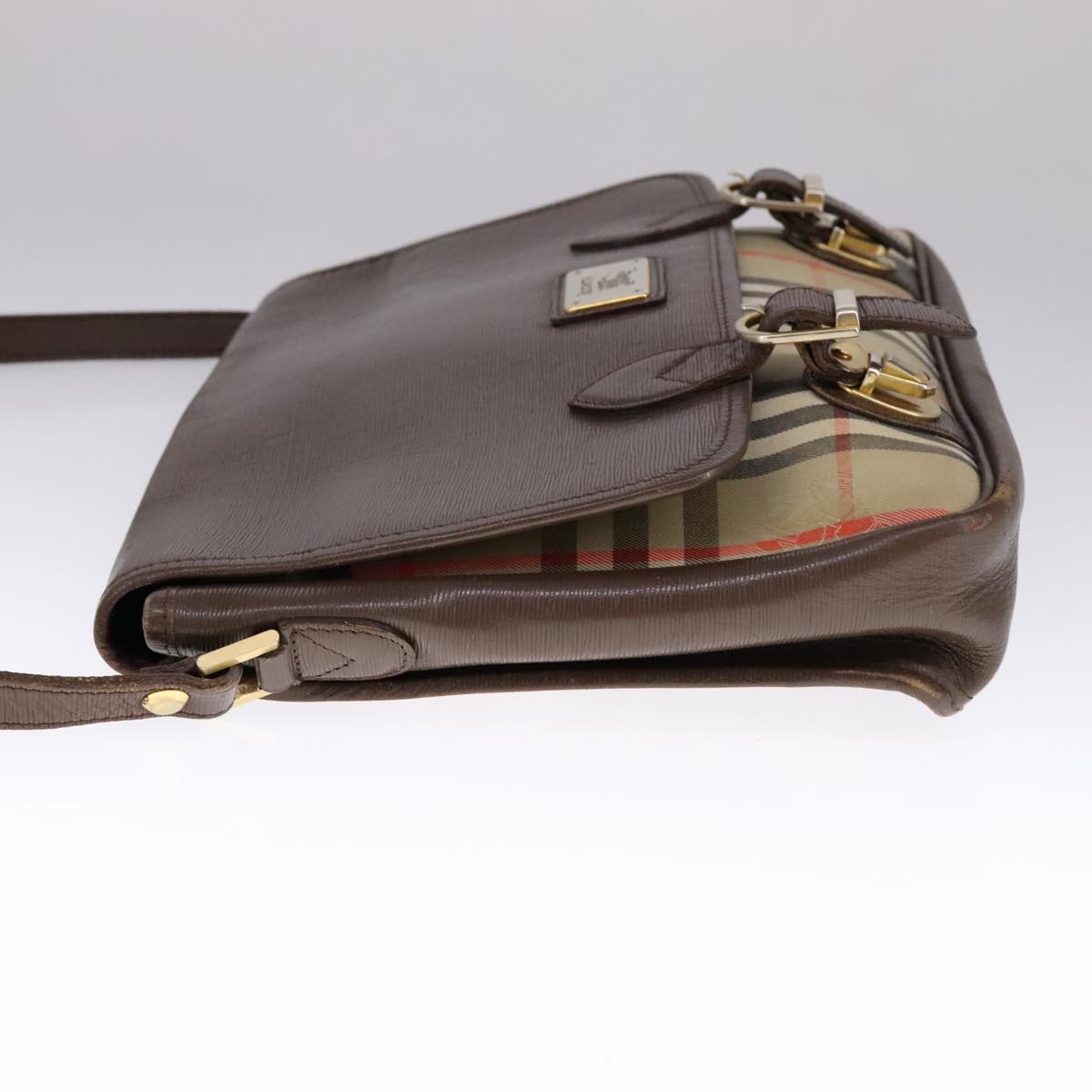 Burberry Haymarket Beige Canvas Shoulder Bag (Pre-Owned)