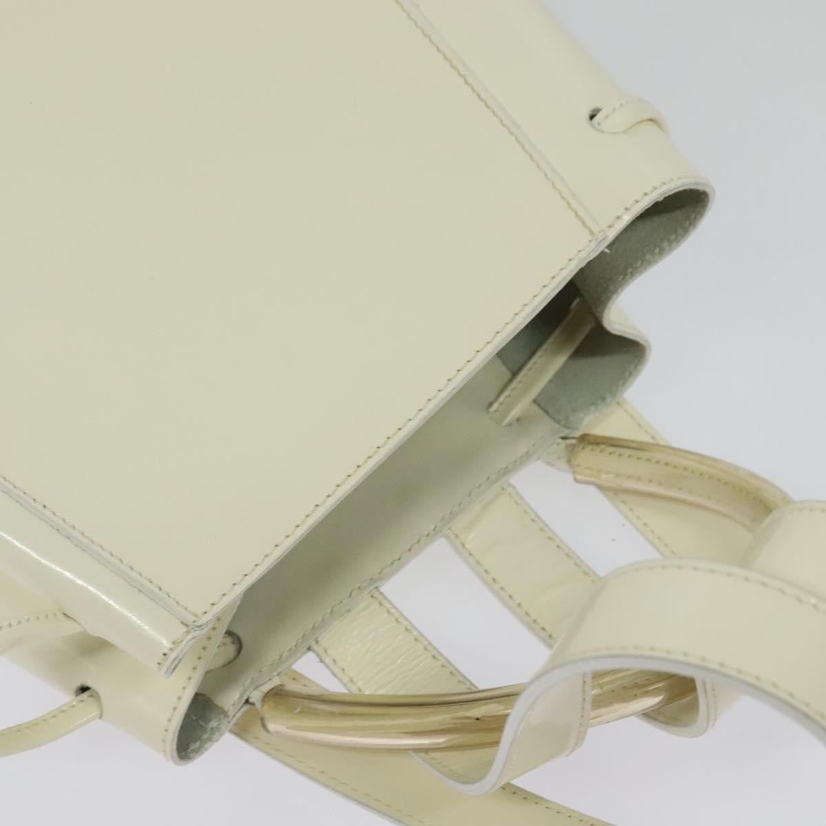 Salvatore Ferragamo Vintage Gancini Patent Leather White Patent_Leather Backpack Bag (Pre-Owned)