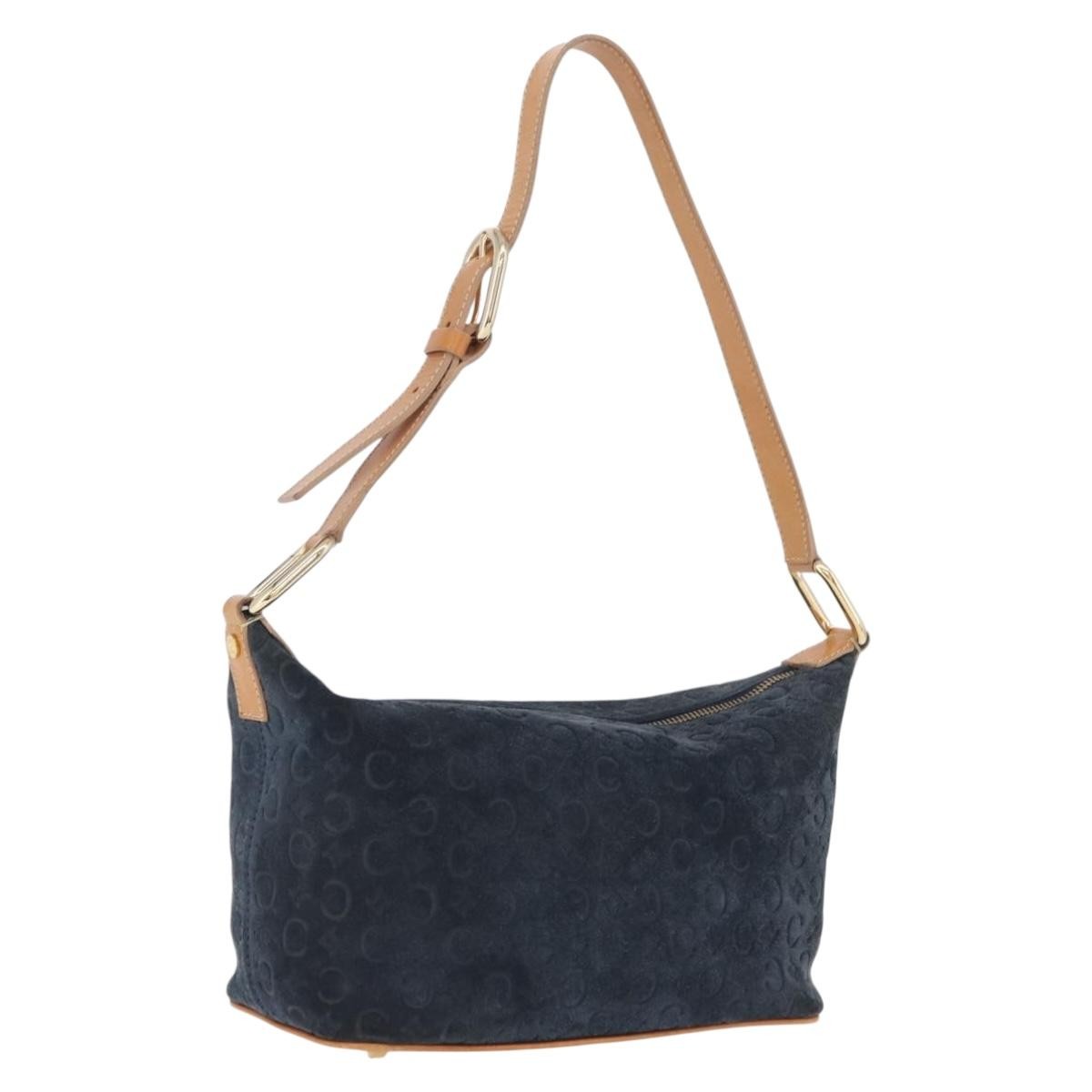 Celine C Macadam Shoulder Suede Navy Suede Handbag (Pre-Owned)