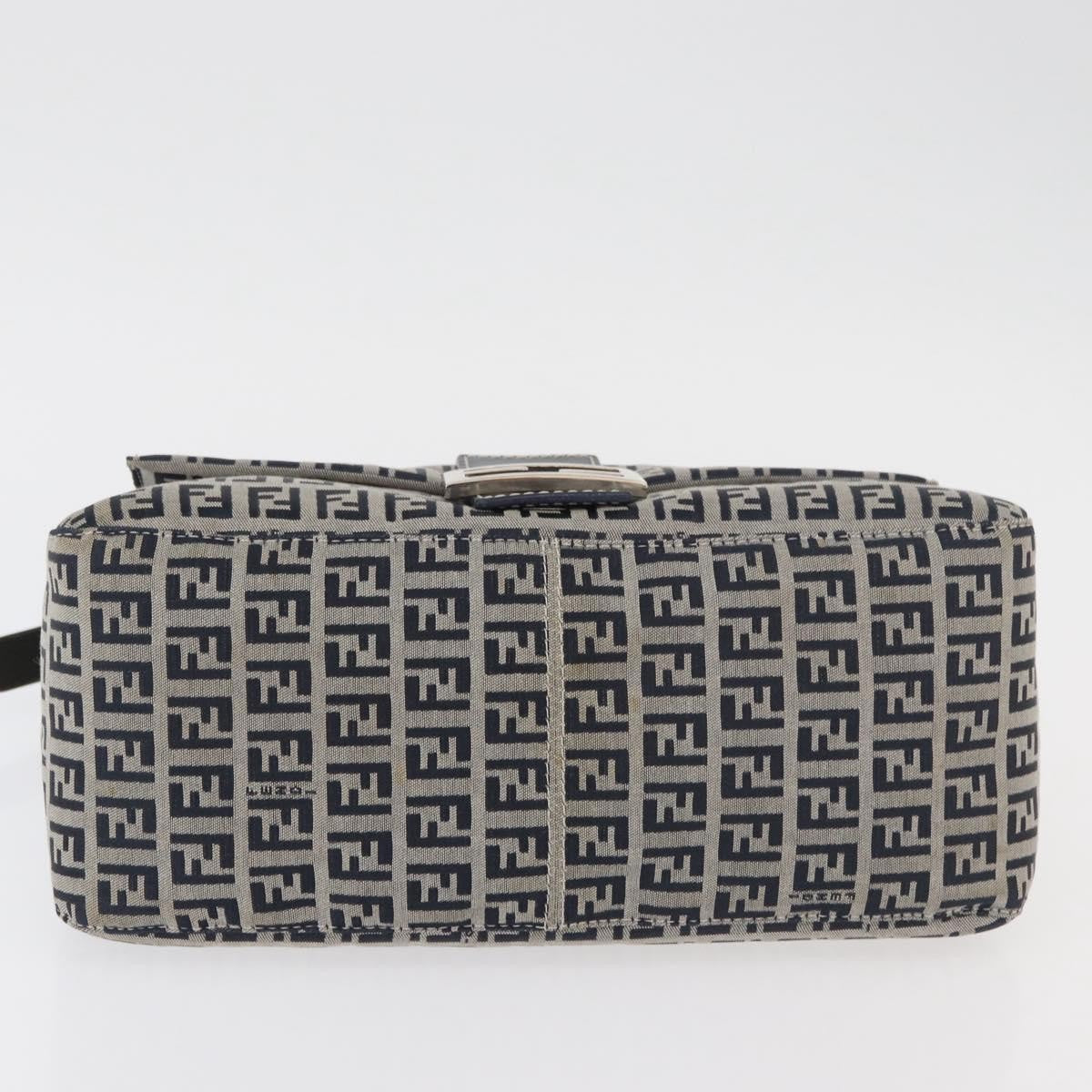 Fendi Baguette Zucchino Canvas Navy Canvas Handbag (Pre-Owned)