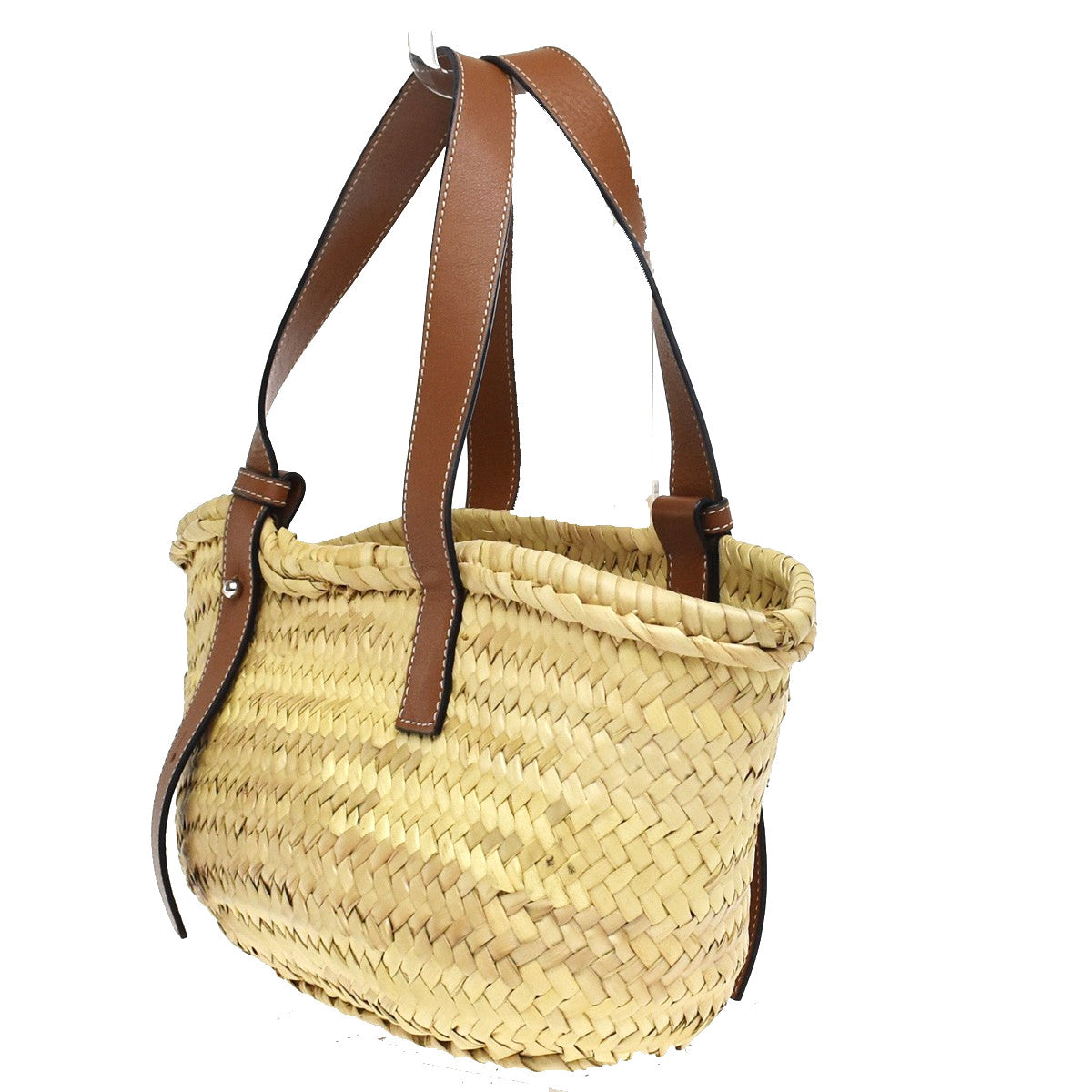 Loewe Basket Woven Raffia With Applique Beige Wicker Tote Bag Bag (Pre-Owned)