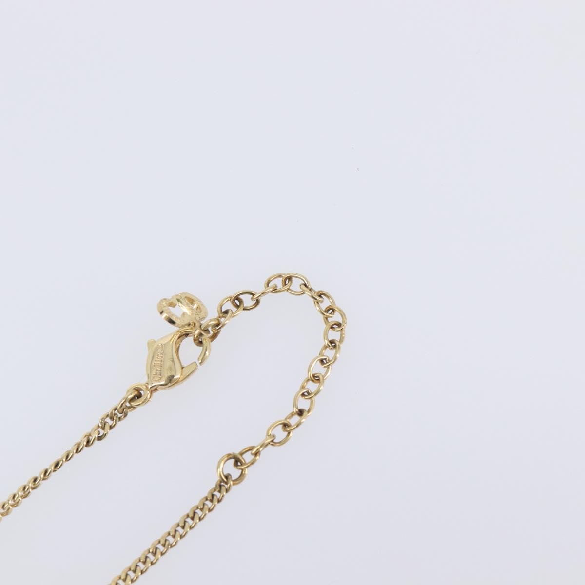 Christian Dior Vintage Logo Pendant Metal Gold Metal Necklace Jewelry (Pre-Owned)
