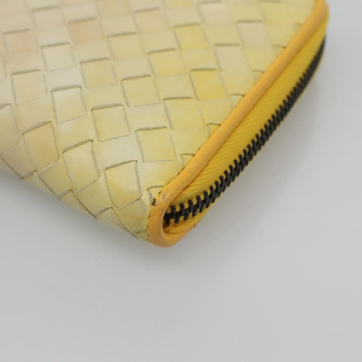 Bottega Veneta Intrecciato Yellow Leather Wallet (Pre-Owned)
