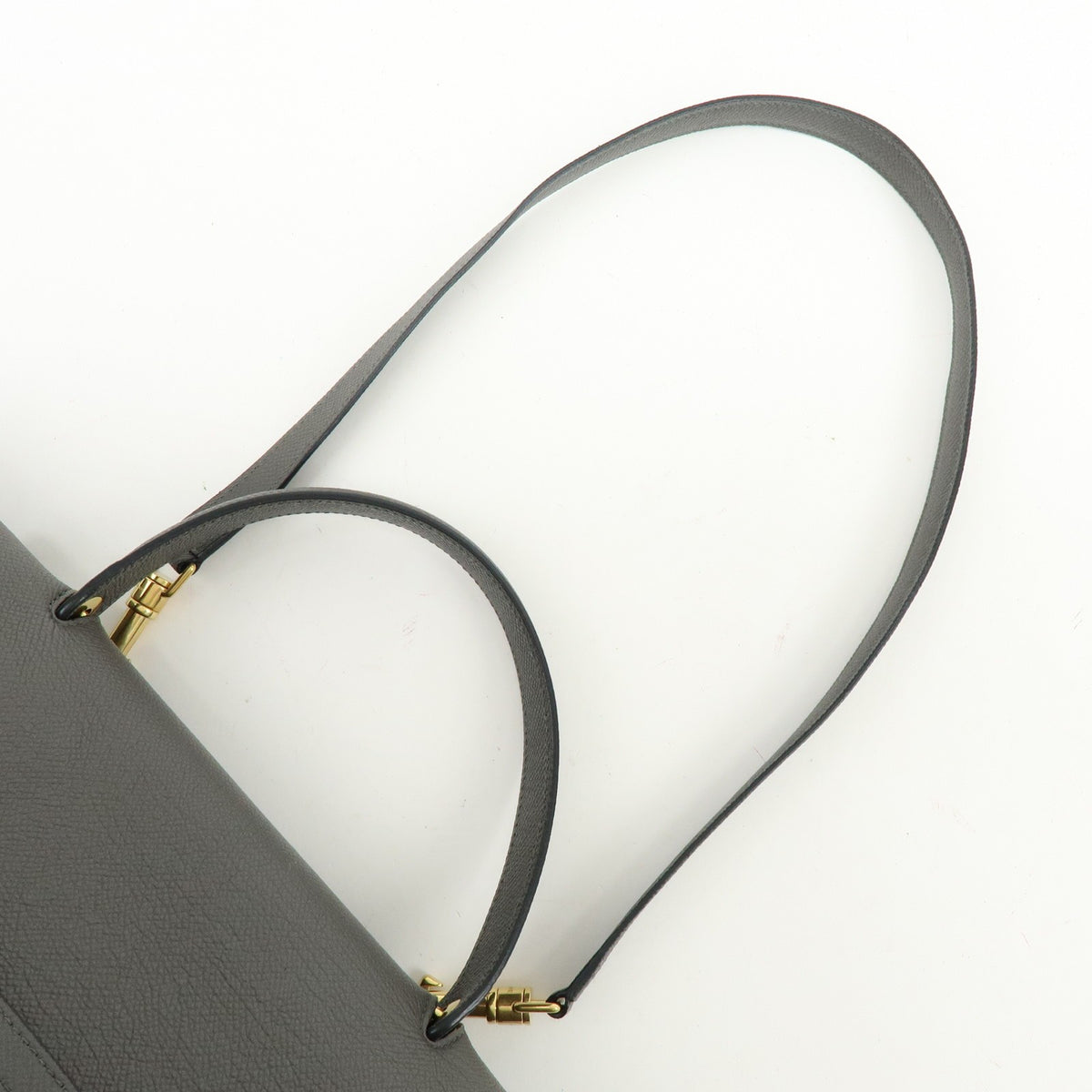 Celine Belt Textured Leather Gray Calfskin Handbag (Pre-Owned)