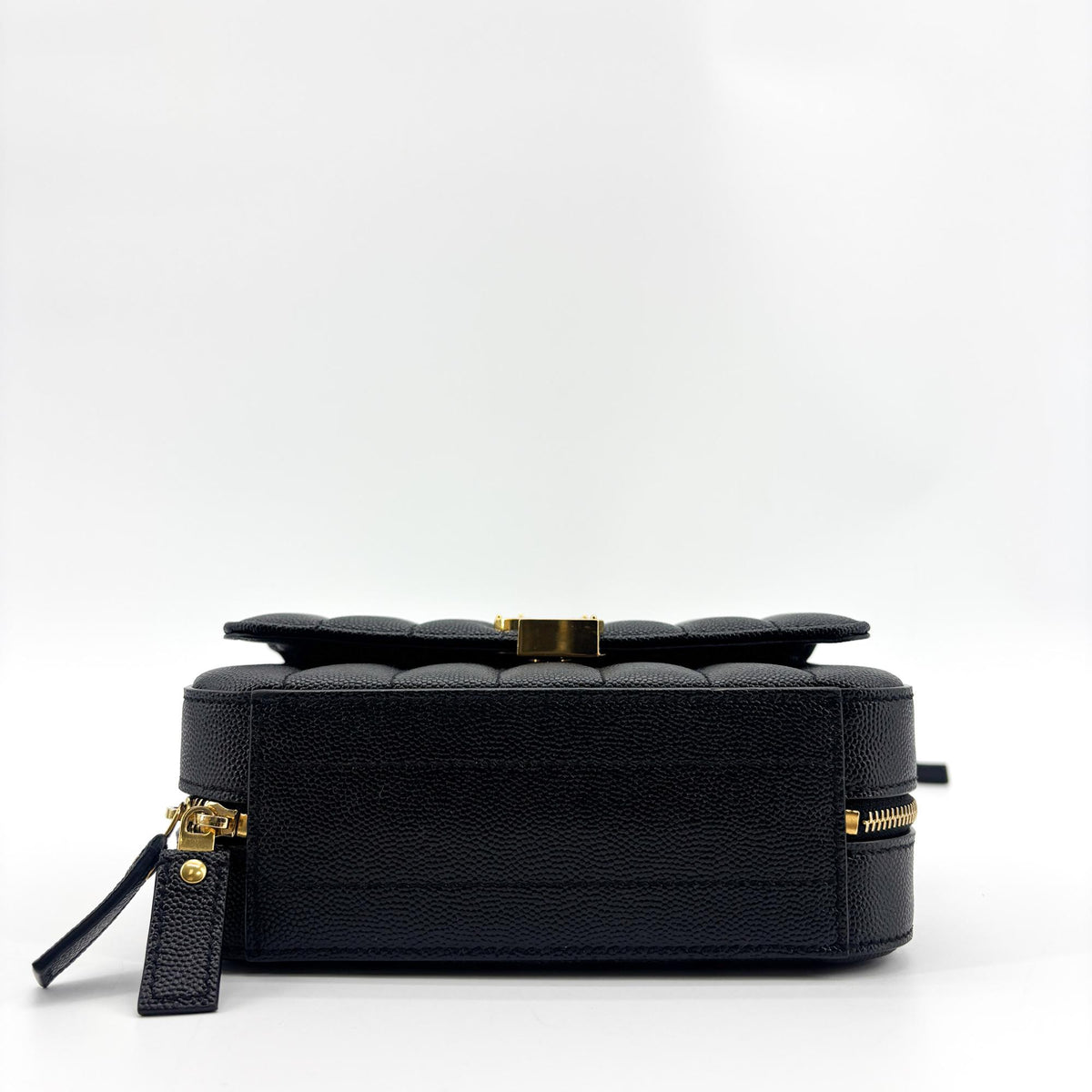 Saint Laurent Vicky Camera Vertical Quilted Leather Black Leather Shoulder Bag Bag (Pre-Owned)