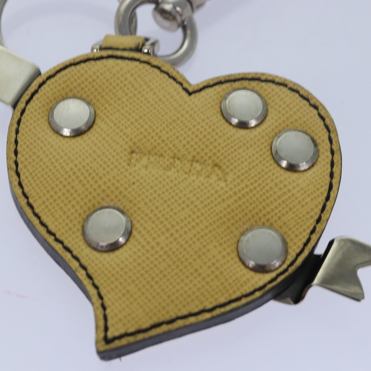 Prada Charm Logo Key Ring Saffiano Leather Yellow Leather Accessory (Pre-Owned)