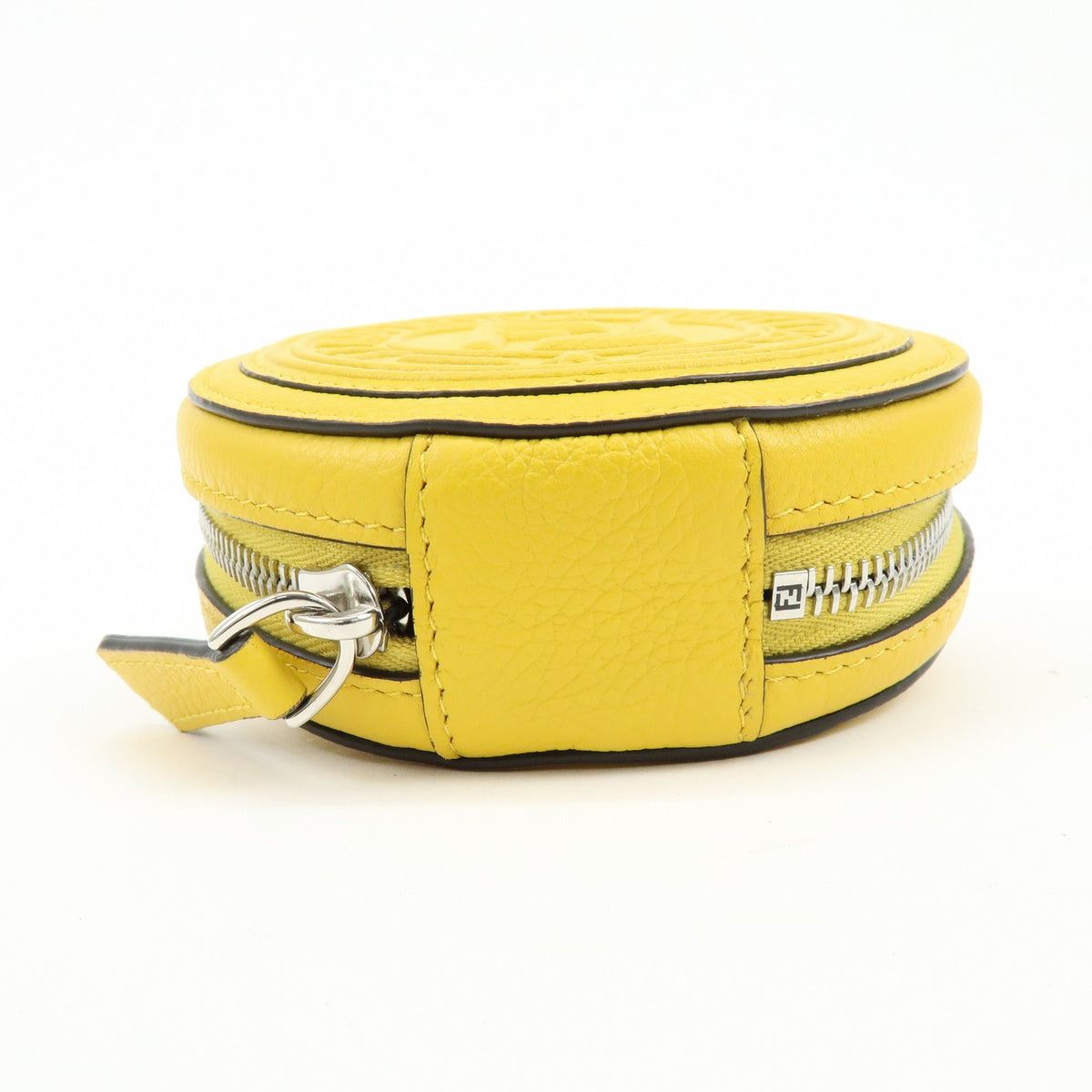 Fendi Vintage Ff Round Embossed Leather Yellow Leather Crossbody Bag Bag (Pre-Owned)