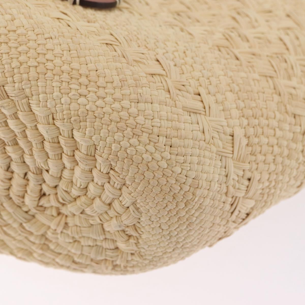Loewe Anagram Basket Raffia Beige Wood Tote Bag Bag (Pre-Owned)