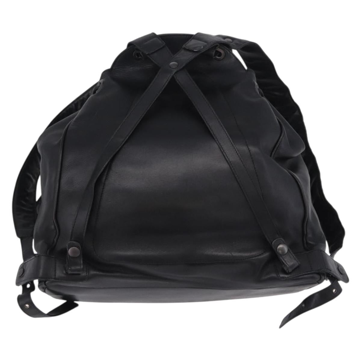 Bottega Veneta Intrecciato Leather Black Leather Backpack Bag (Pre-Owned)