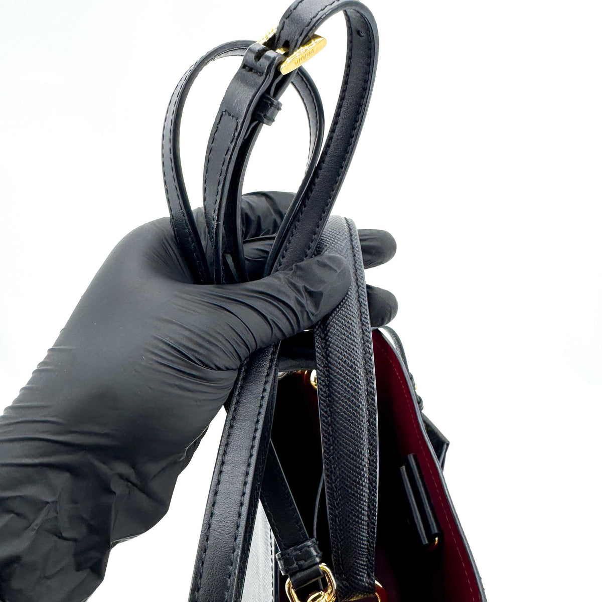 Prada Panier Bucket Saffiano Leather Black Leather Handbag (Pre-Owned)