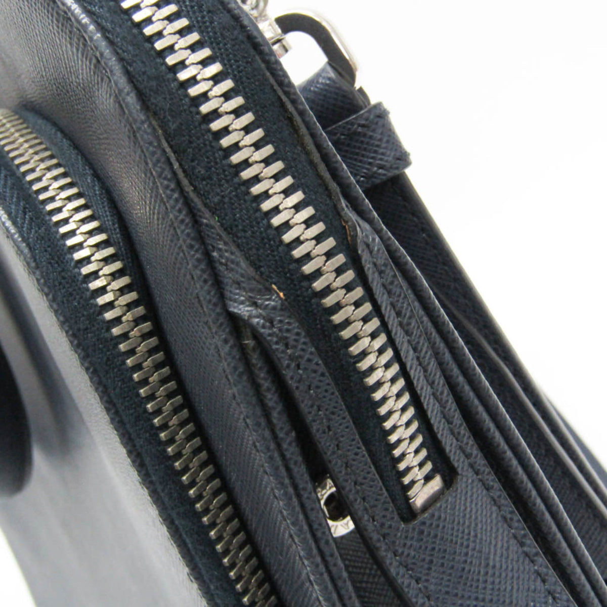 Prada Convertible Travel Saffiano Leather Navy Leather Briefcase Bag (Pre-Owned)