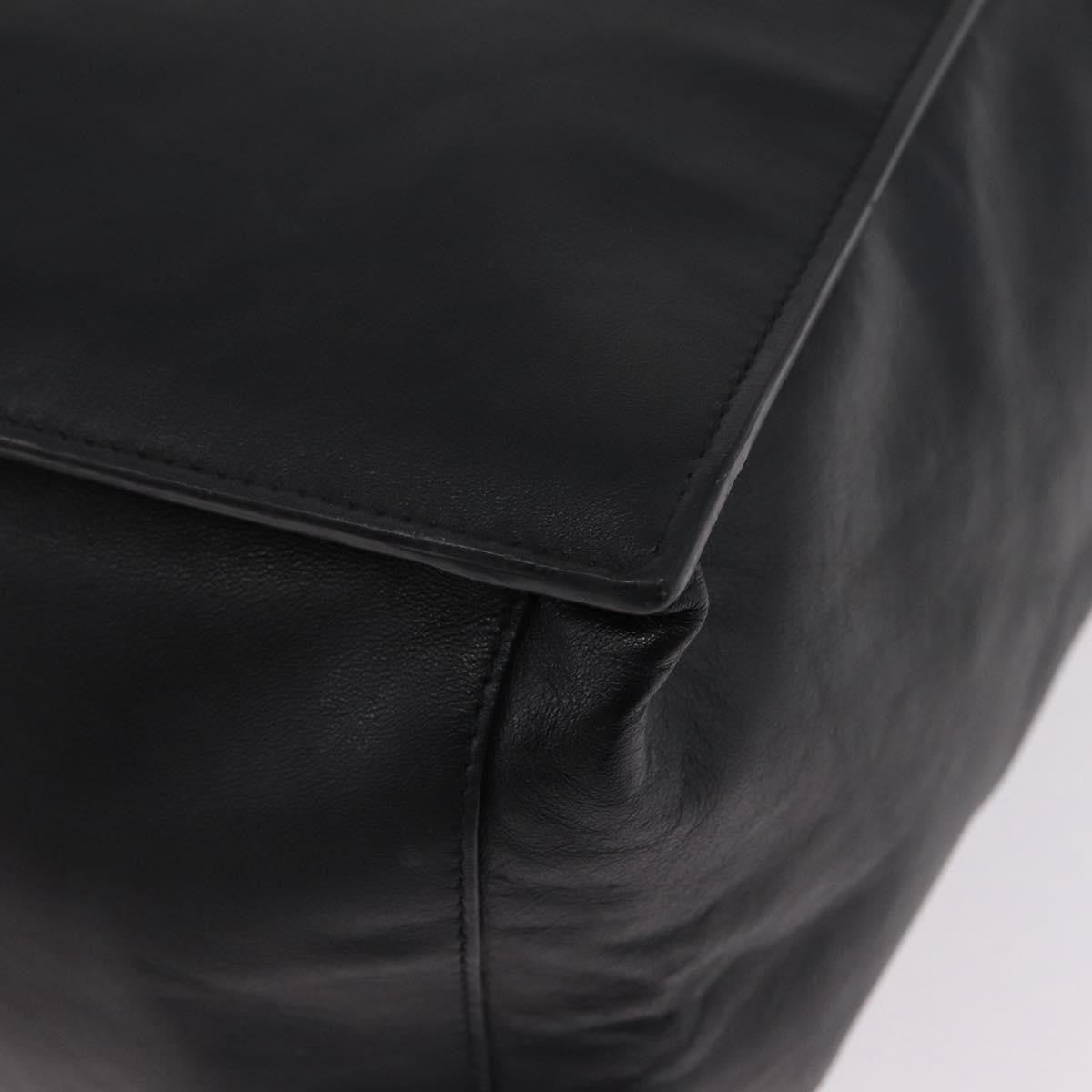 Saint Laurent Rive Gauche Shopper Embossed Leather Black Leather Tote Bag Bag (Pre-Owned)