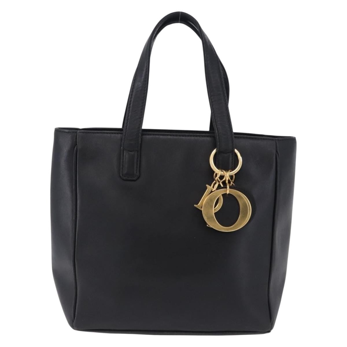 Christian Dior Vintage Tote Leather Black Leather Tote Bag Bag (Pre-Owned)