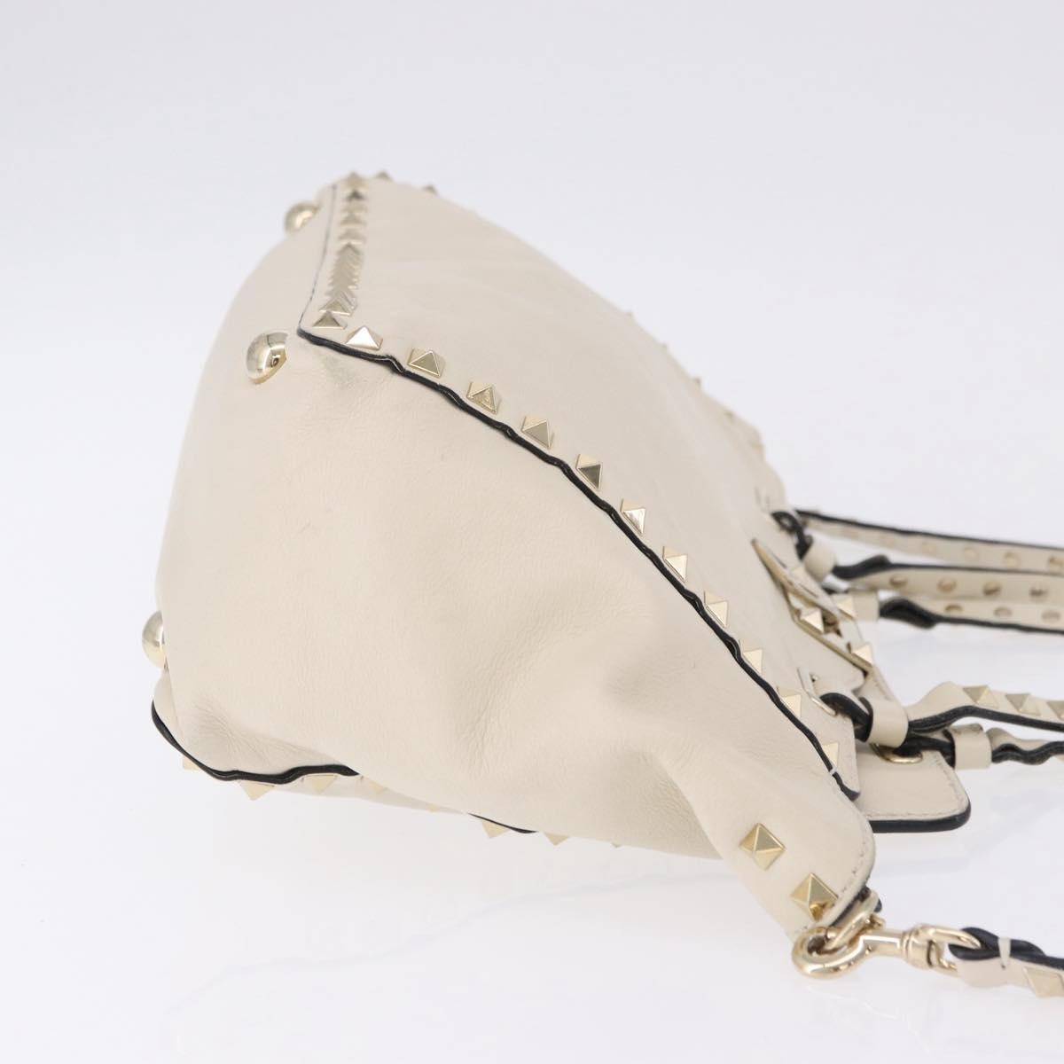 Valentino Garavani Rockstud Tote Soft Leather White Leather Tote Bag Bag (Pre-Owned)