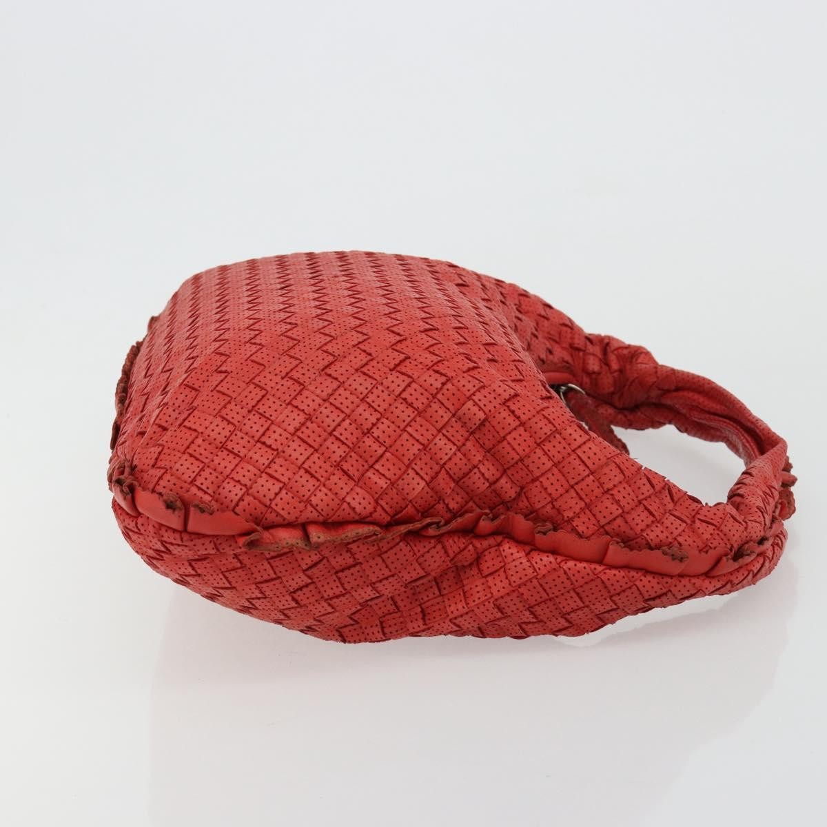 Bottega Veneta Intrecciato Shoulder Leather Red Leather Shoulder Bag Bag (Pre-Owned)