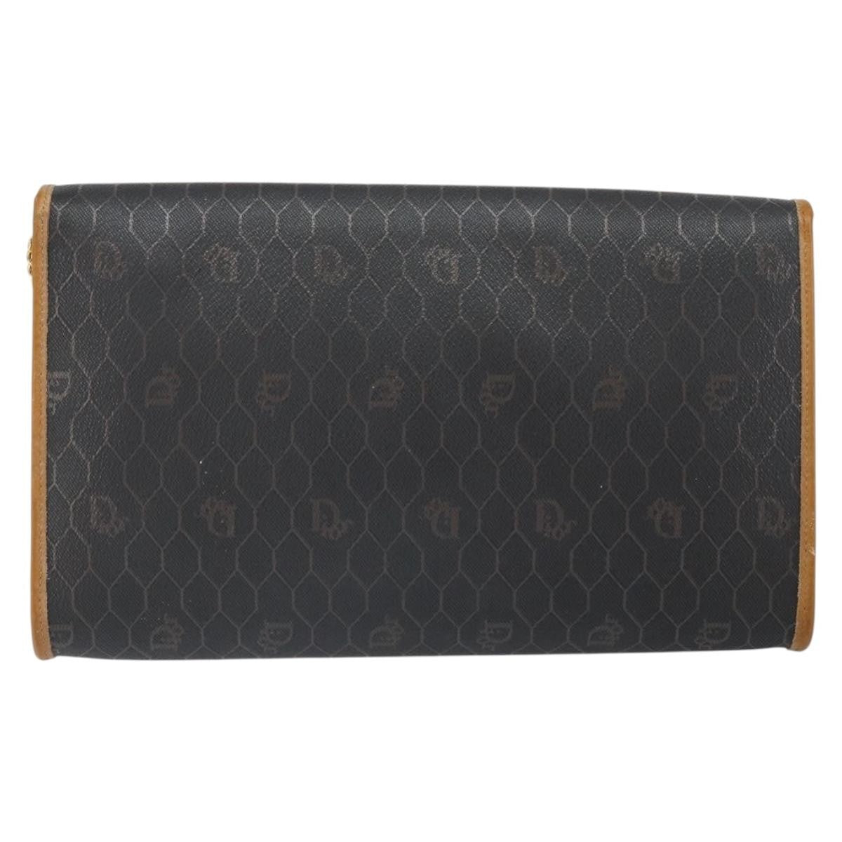 Christian Dior Vintage Honeycomb Chain Canvas Black Canvas Shoulder Bag Bag (Pre-Owned)