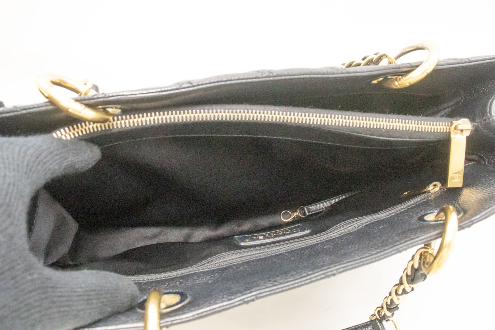 Chanel Grand Shopping Tote Quilted Caviar Black Calfskin Tote Bag Bag (Pre-Owned)