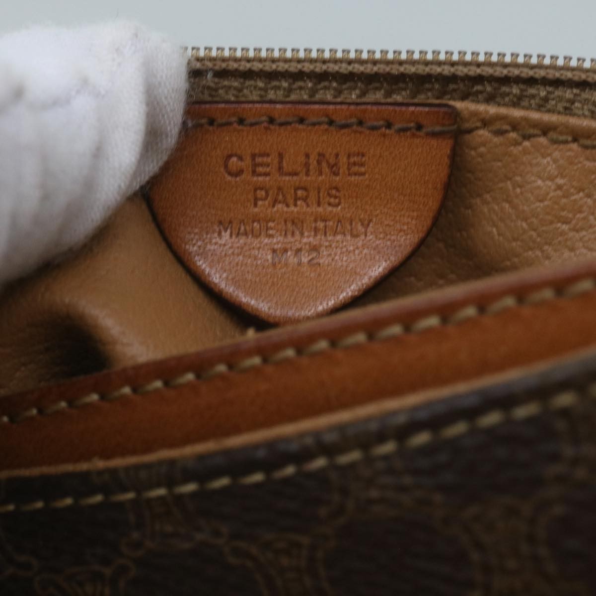 Celine Vintage Macadam Circle Logo Canvas And Leather Brown Canvas Shoulder Bag Bag (Pre-Owned)