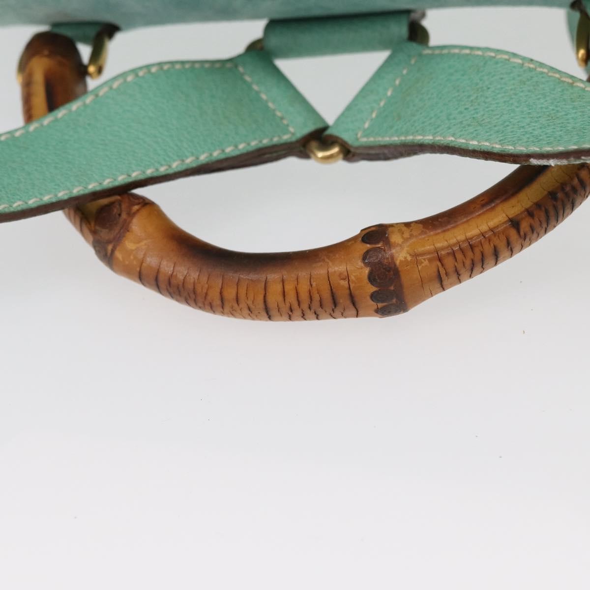 Gucci Vintage Bamboo Suede Green Suede Backpack Bag (Pre-Owned)