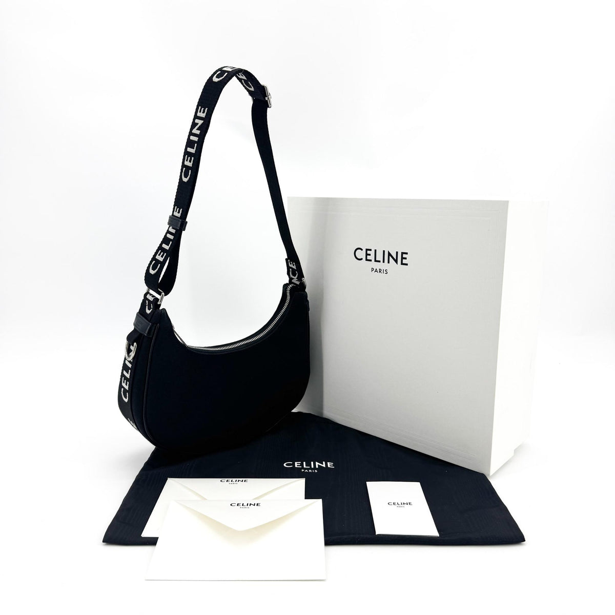 Celine Ava Triomphe Coated Canvas Black Textile Handbag (Pre-Owned)