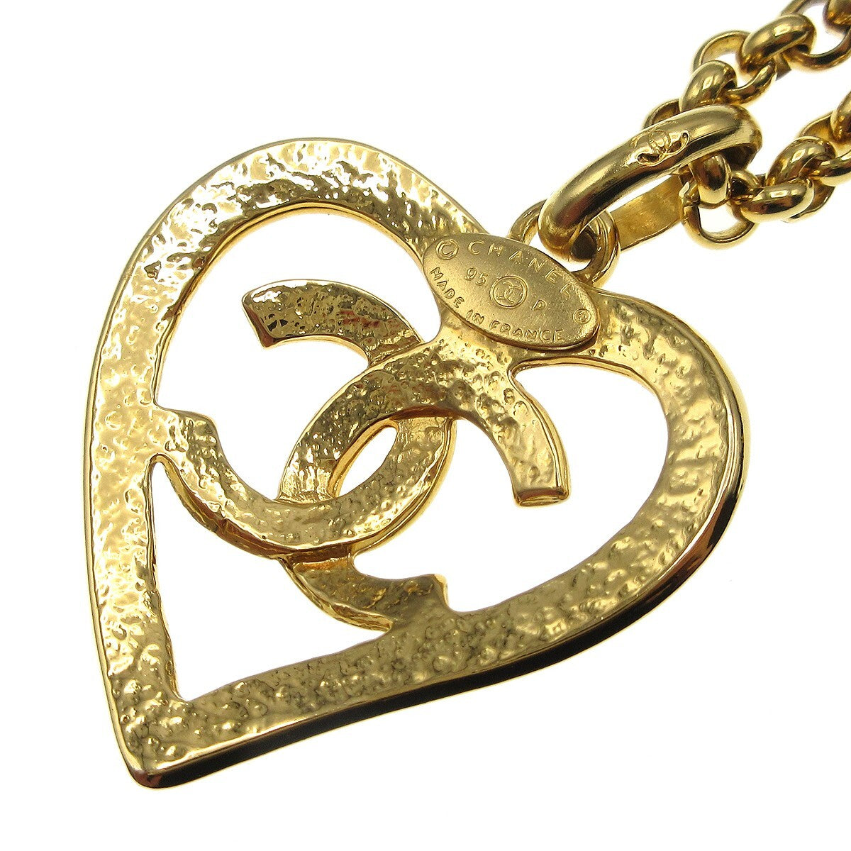 Chanel Cc Heart Pendant Metal Gold Gold_Plated Necklace Jewelry (Pre-Owned)