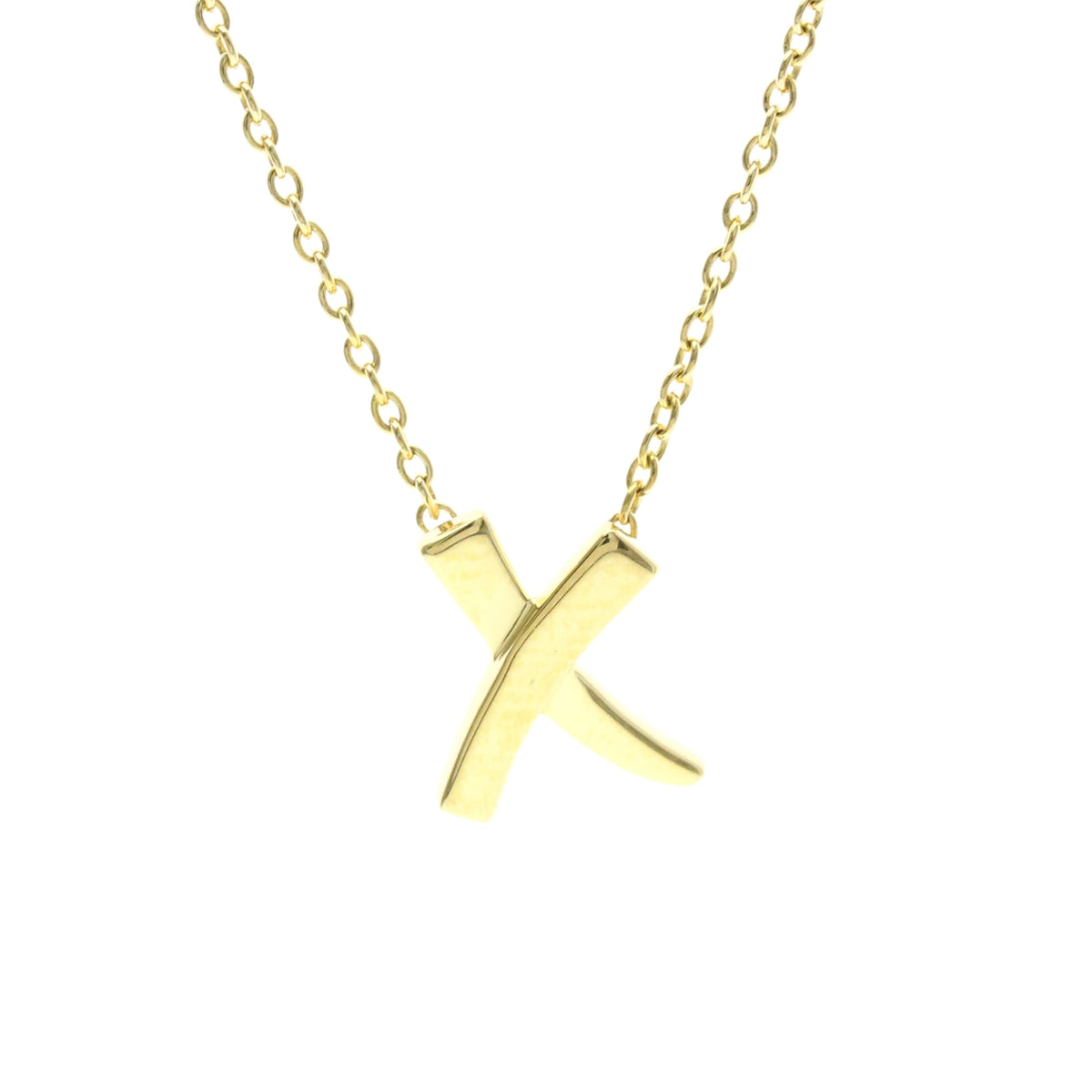 Tiffany & Co. Paloma Picasso Graffiti X Pendant 18K Yellow Gold Gold Yellow_Gold Necklace Jewelry (Pre-Owned)