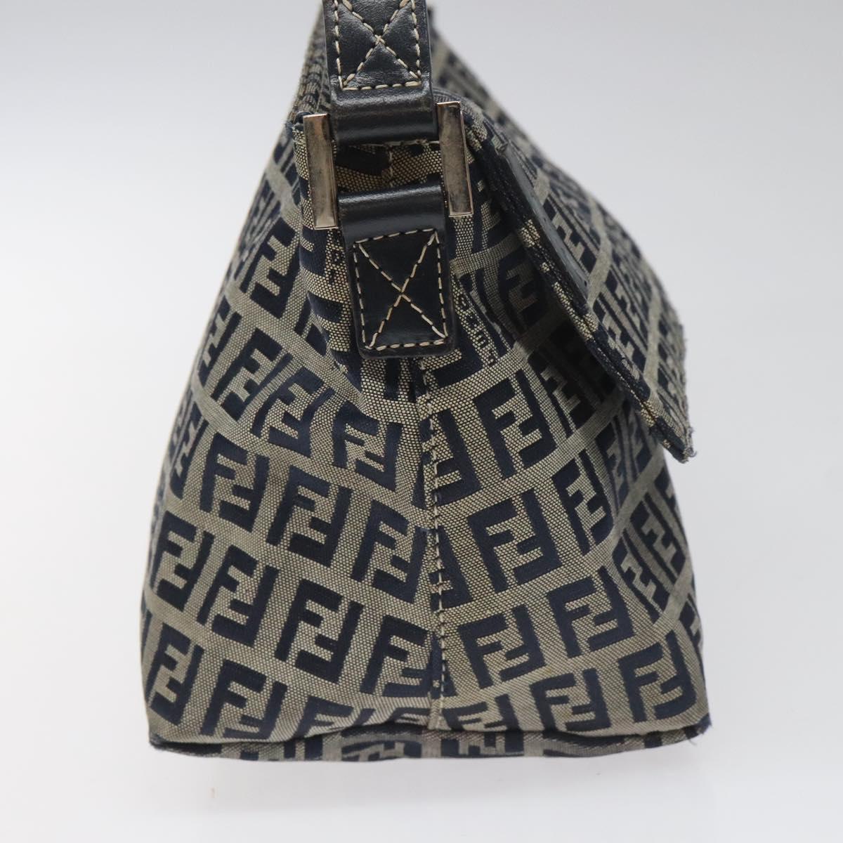 Fendi Zucchino Navy Canvas Shoulder Bag (Pre-Owned)