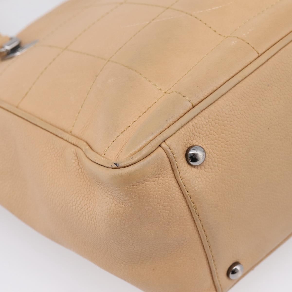 Chanel Chocolate Bar Coco Mark Leather Beige Leather Tote Bag Bag (Pre-Owned)