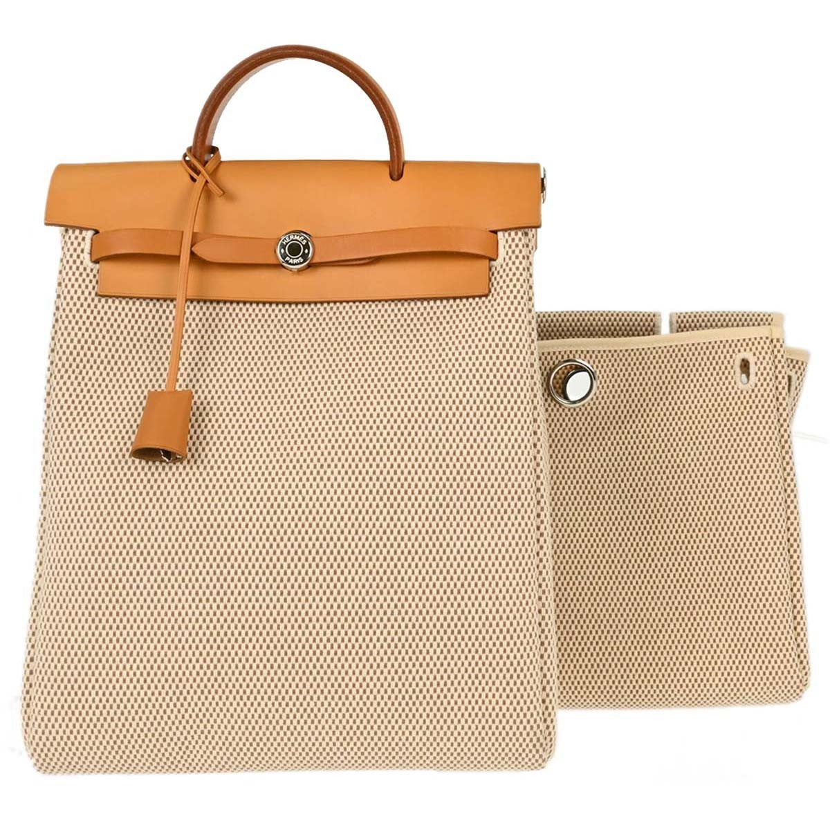 Hermes Vintage Herbag A Dos Toile And Leather Beige Canvas Backpack Bag (Pre-Owned)