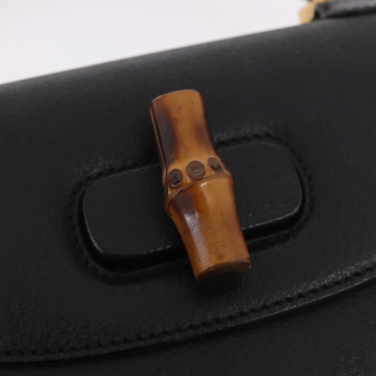 Gucci Bamboo 1947 Top Handle Leather Black Leather Handbag (Pre-Owned)