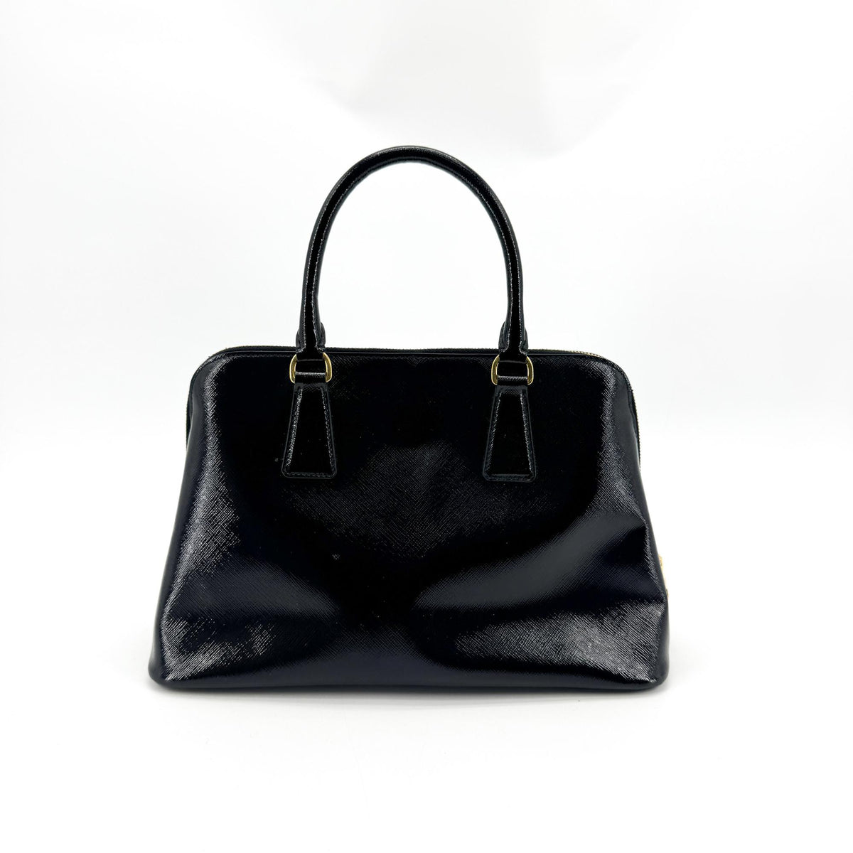 Prada Promenade Vernice Saffiano Leather Black Leather Handbag (Pre-Owned)