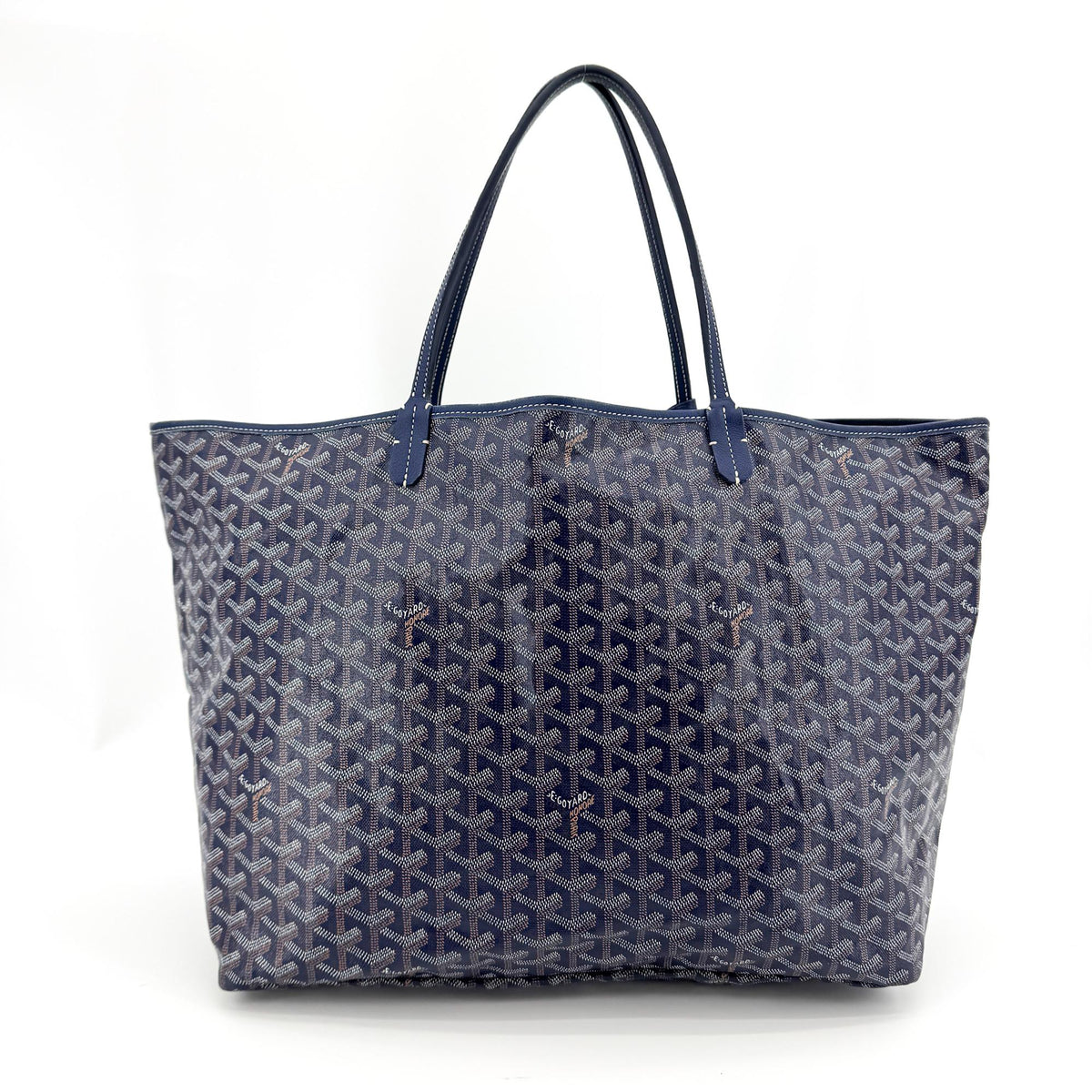 Goyard Saint Louis Coated Canvas Navy Canvas Tote Bag Bag (Pre-Owned)