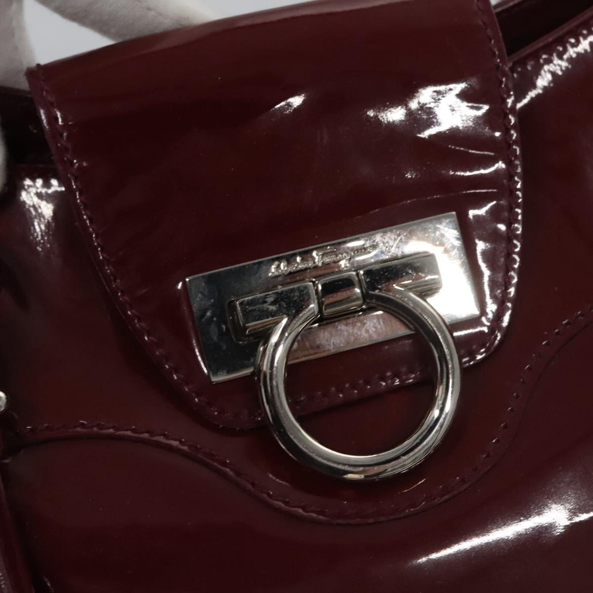 Salvatore Ferragamo Gancini Purple Patent Leather Handbag (Pre-Owned)