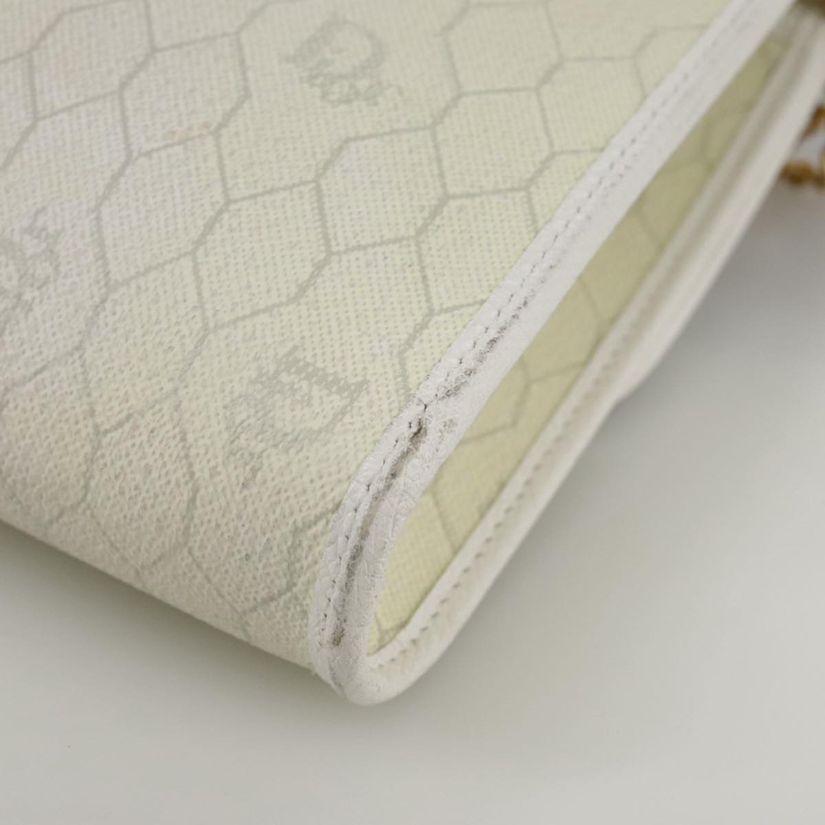 Dior Honeycomb White Canvas Shoulder Bag (Pre-Owned)