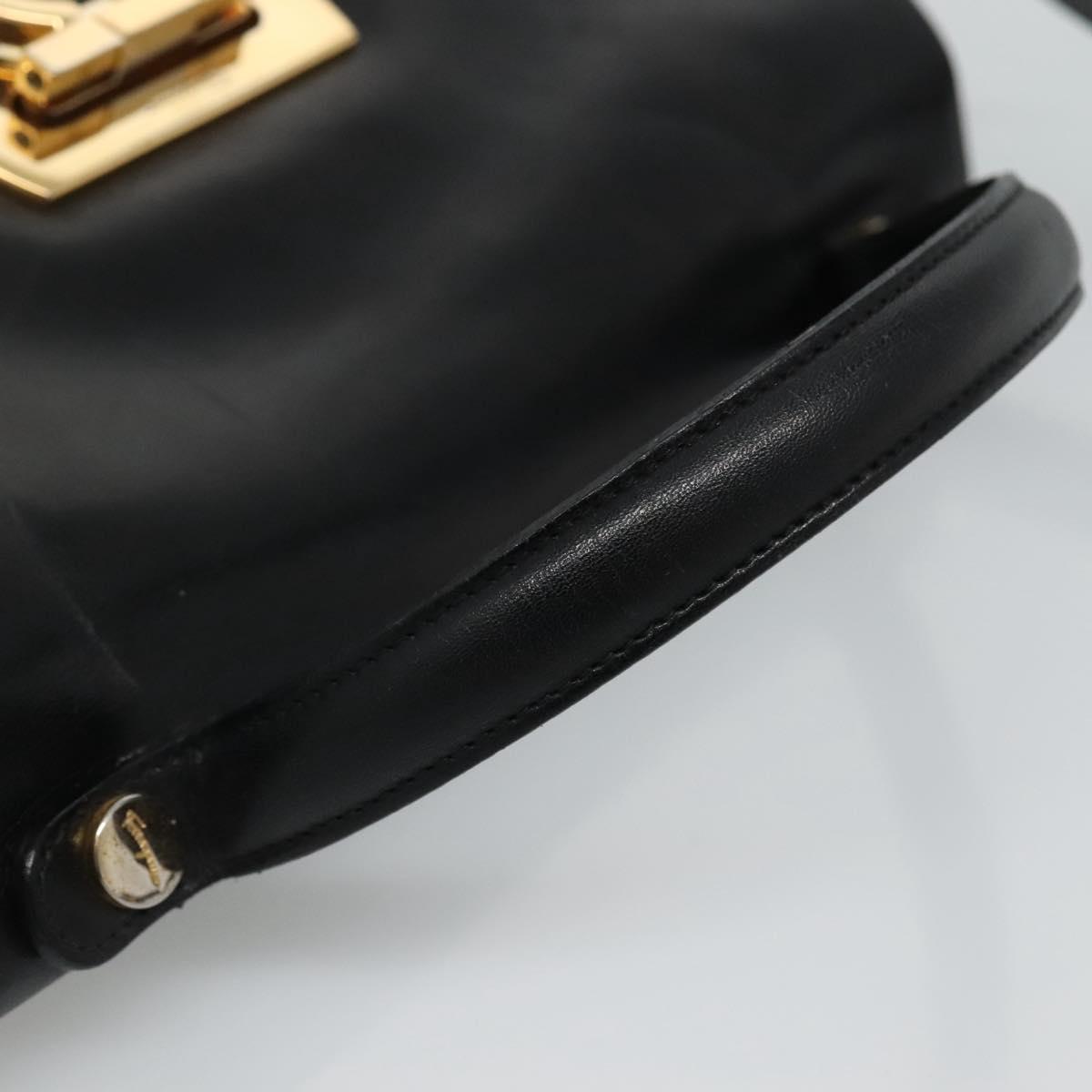 Salvatore Ferragamo Gancini Black Leather Handbag (Pre-Owned)