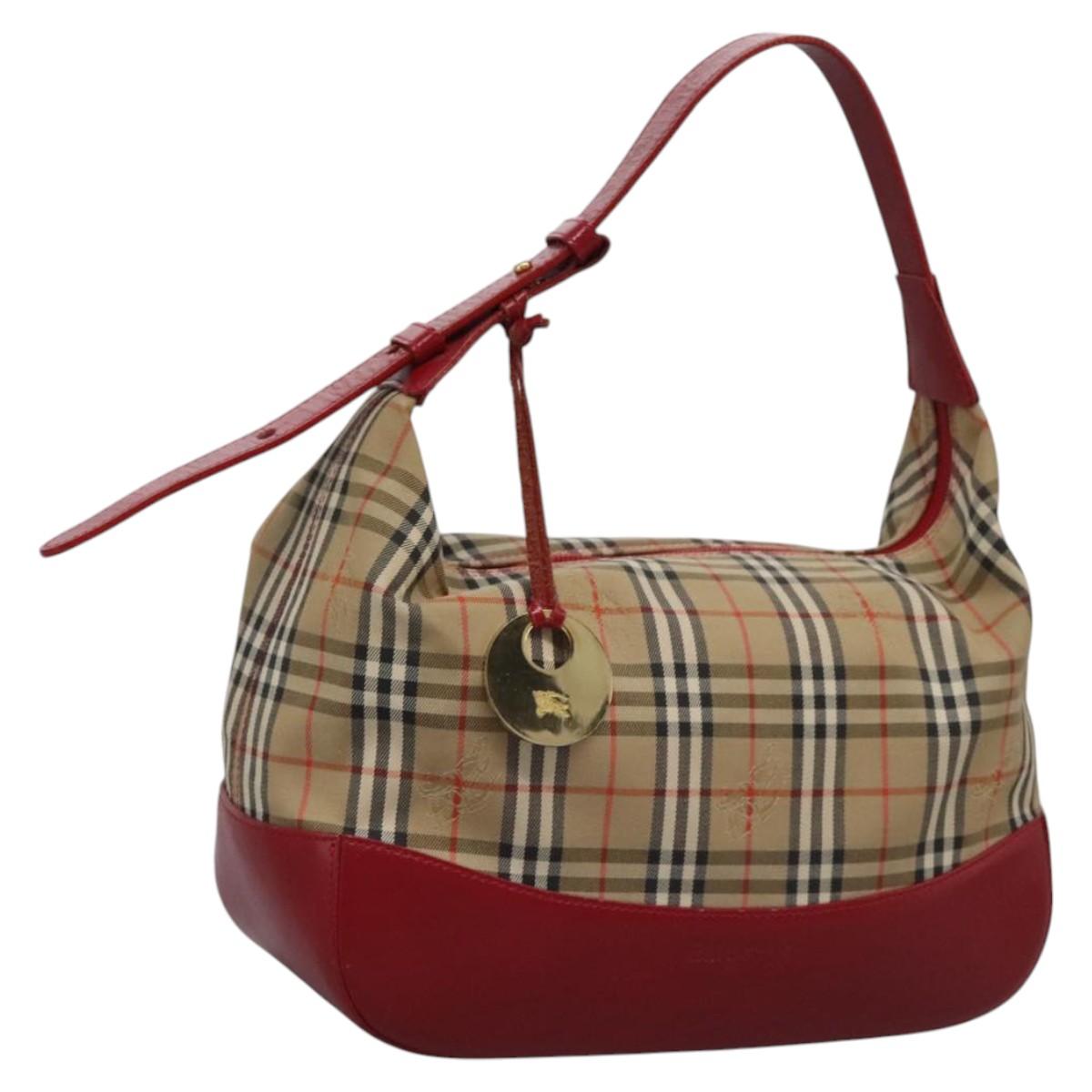 Burberry Nova Check Beige Canvas Shoulder Bag (Pre-Owned)
