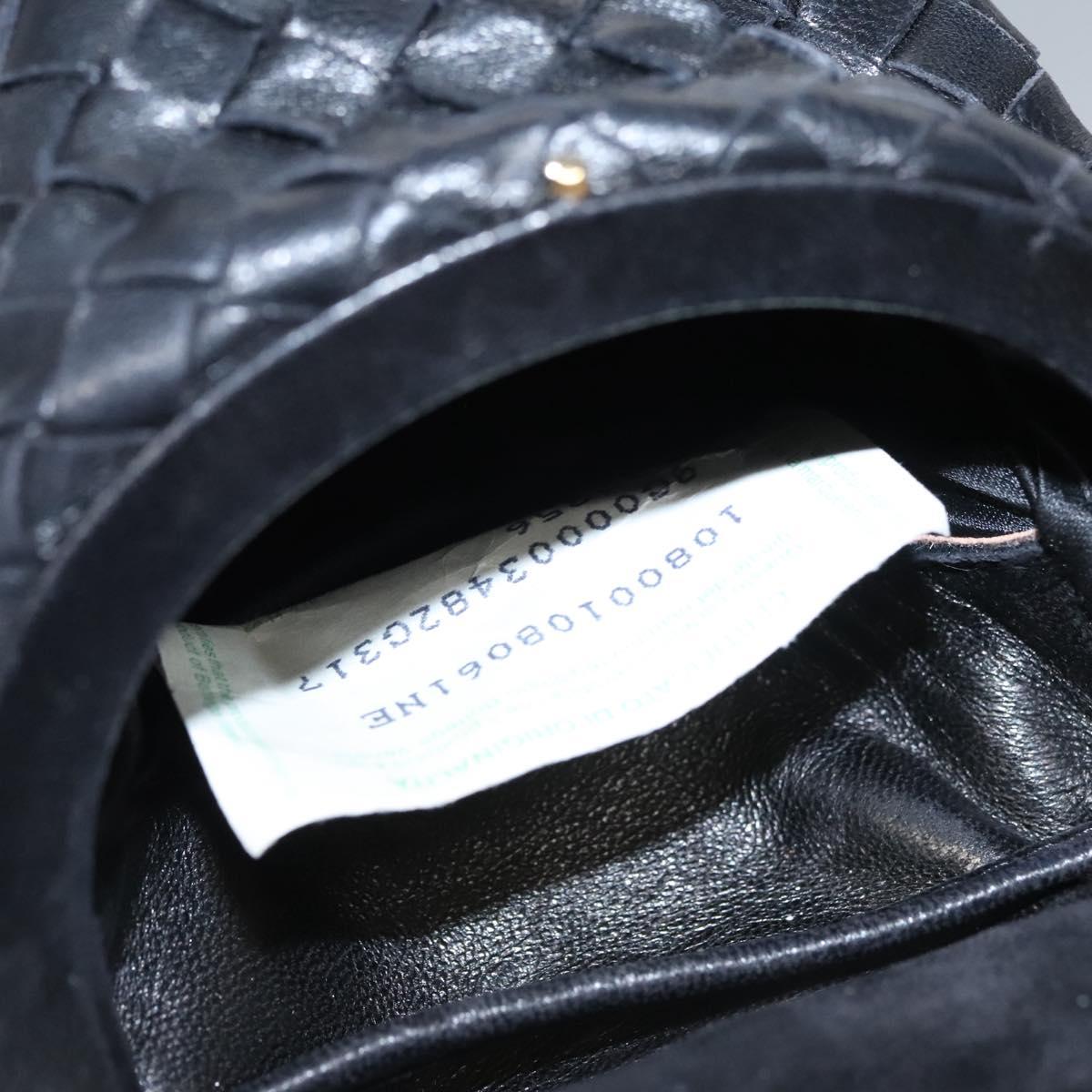 Bottega Veneta Intrecciato Black Leather Clutch Bag (Pre-Owned)