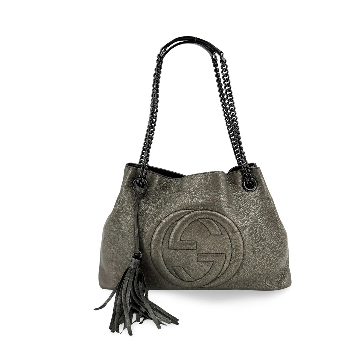 Gucci Soho Chain Strap Leather Silver Leather Shoulder Bag Bag (Pre-Owned)