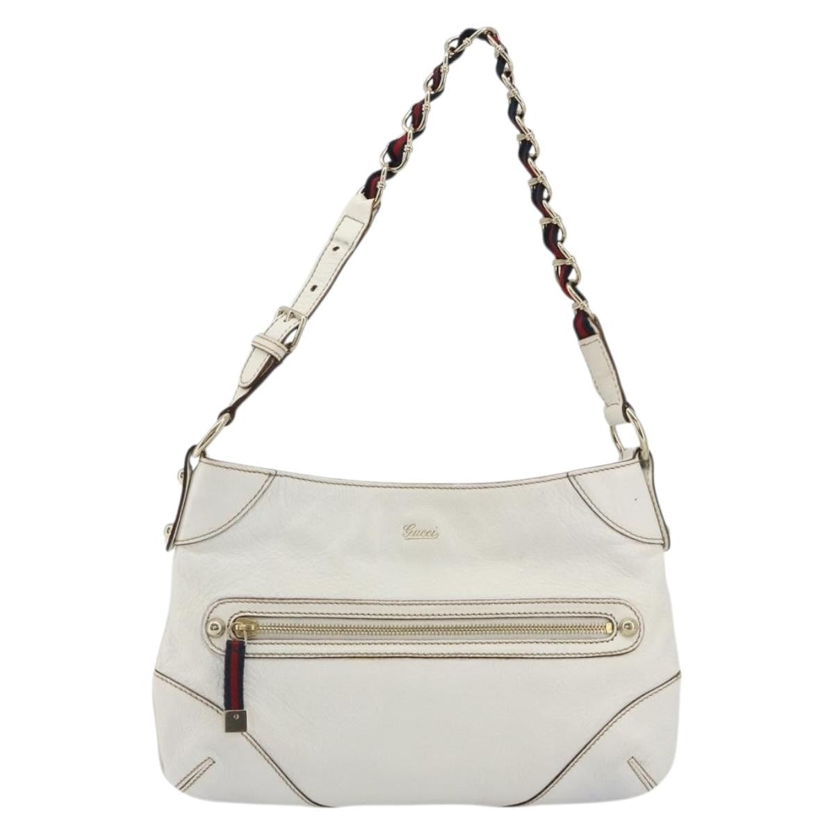 Gucci Sherry Line Chain Leather White Leather Tote Bag Bag (Pre-Owned)