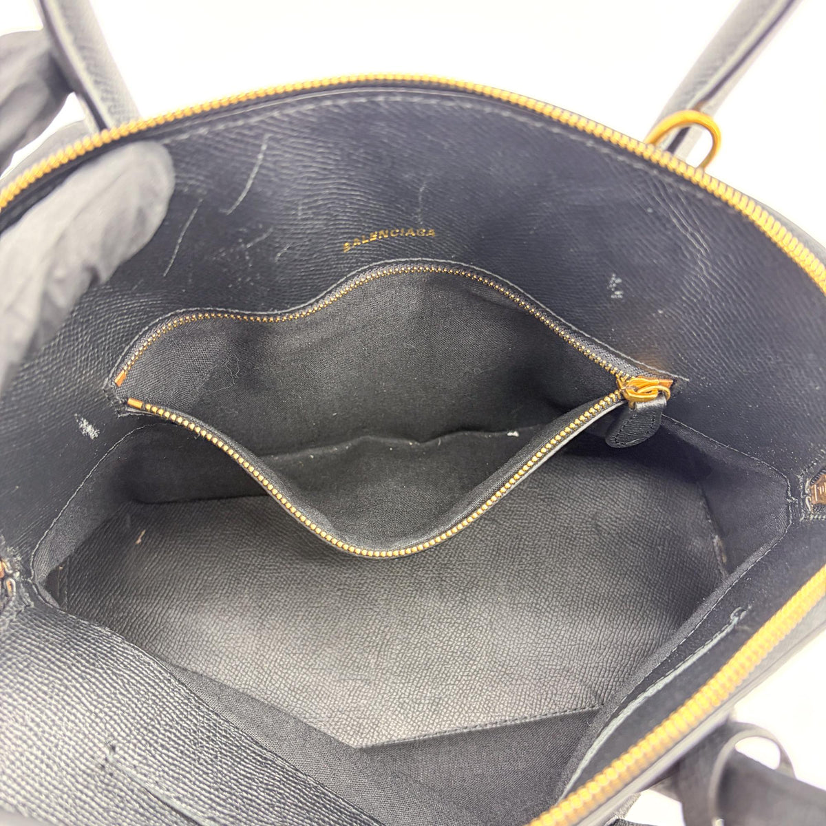 Balenciaga Logo Ville Leather Black Calfskin Handbag (Pre-Owned)