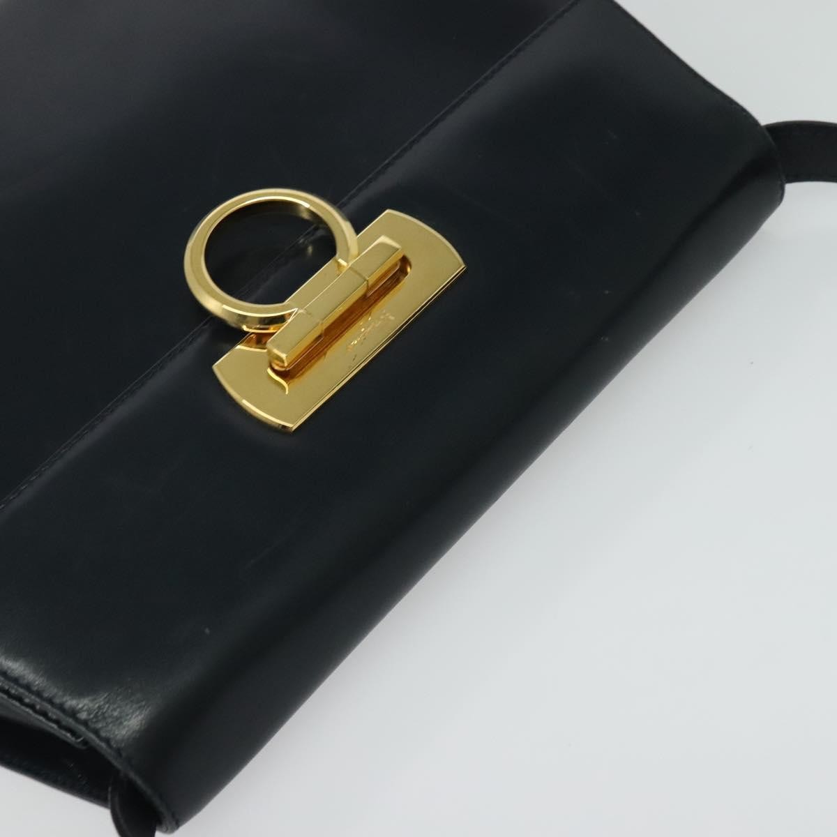 Salvatore Ferragamo Gancini Leather Navy Leather Shoulder Bag Bag (Pre-Owned)