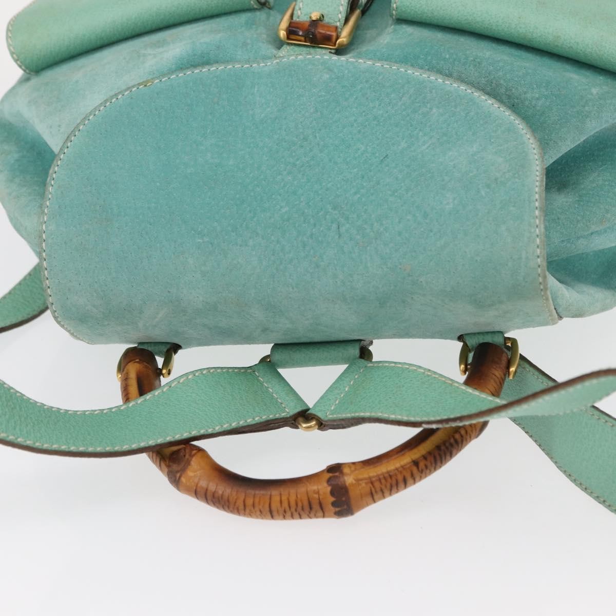 Gucci Vintage Bamboo Suede Green Suede Backpack Bag (Pre-Owned)