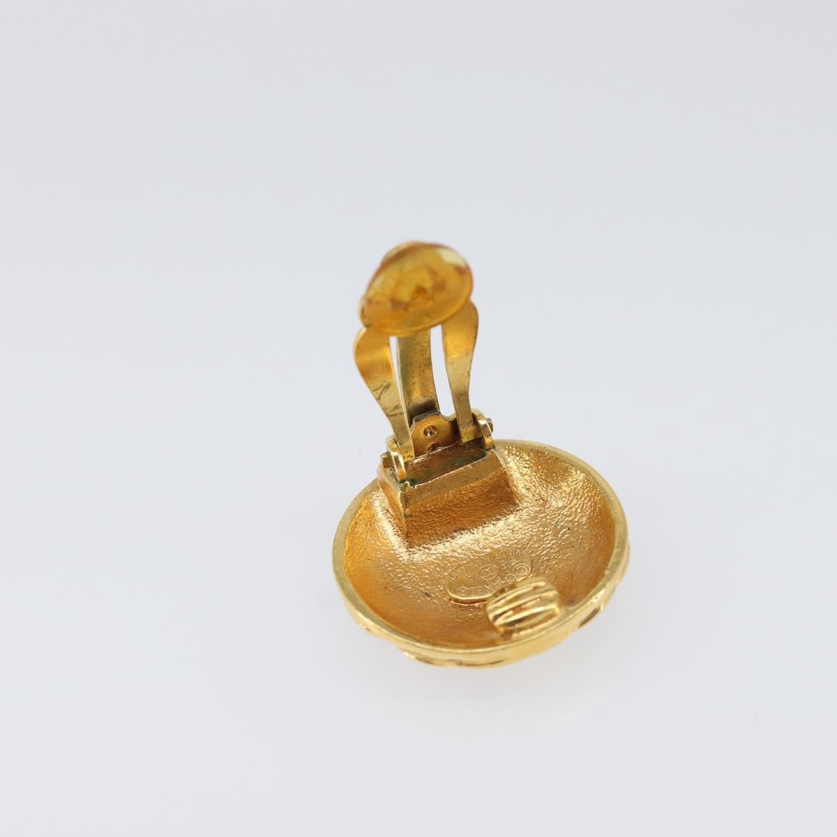 Chanel Vintage Round Cc Clip-On Metal Gold Metal Earrings Jewelry (Pre-Owned)