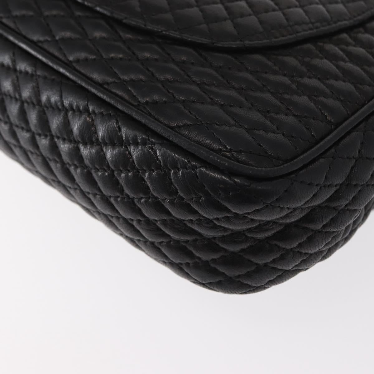 Bally Vintage Chain Quilted Leather Black Leather Shoulder Bag Bag (Pre-Owned)