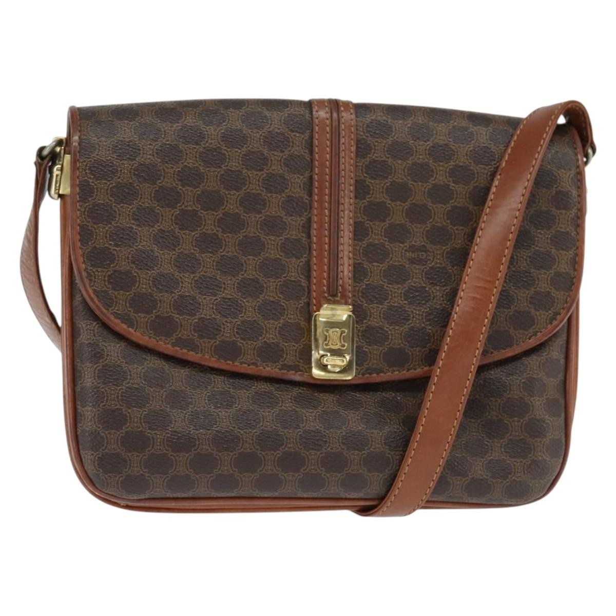 Celine Macadam Shoulder Pvc Leather Brown Pvc Shoulder Bag Bag (Pre-Owned)