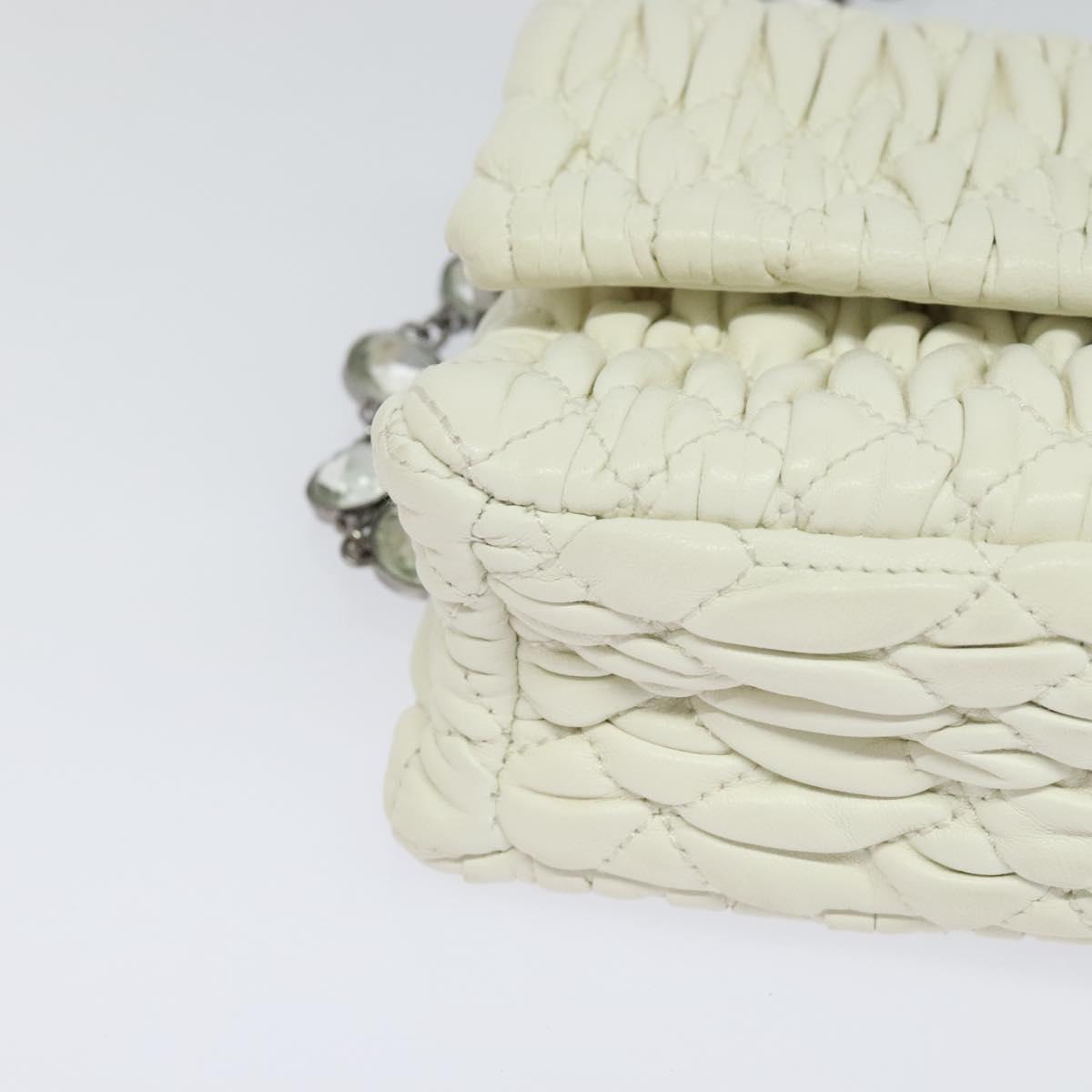Miu Miu Crystal White Leather Shoulder Bag (Pre-Owned)